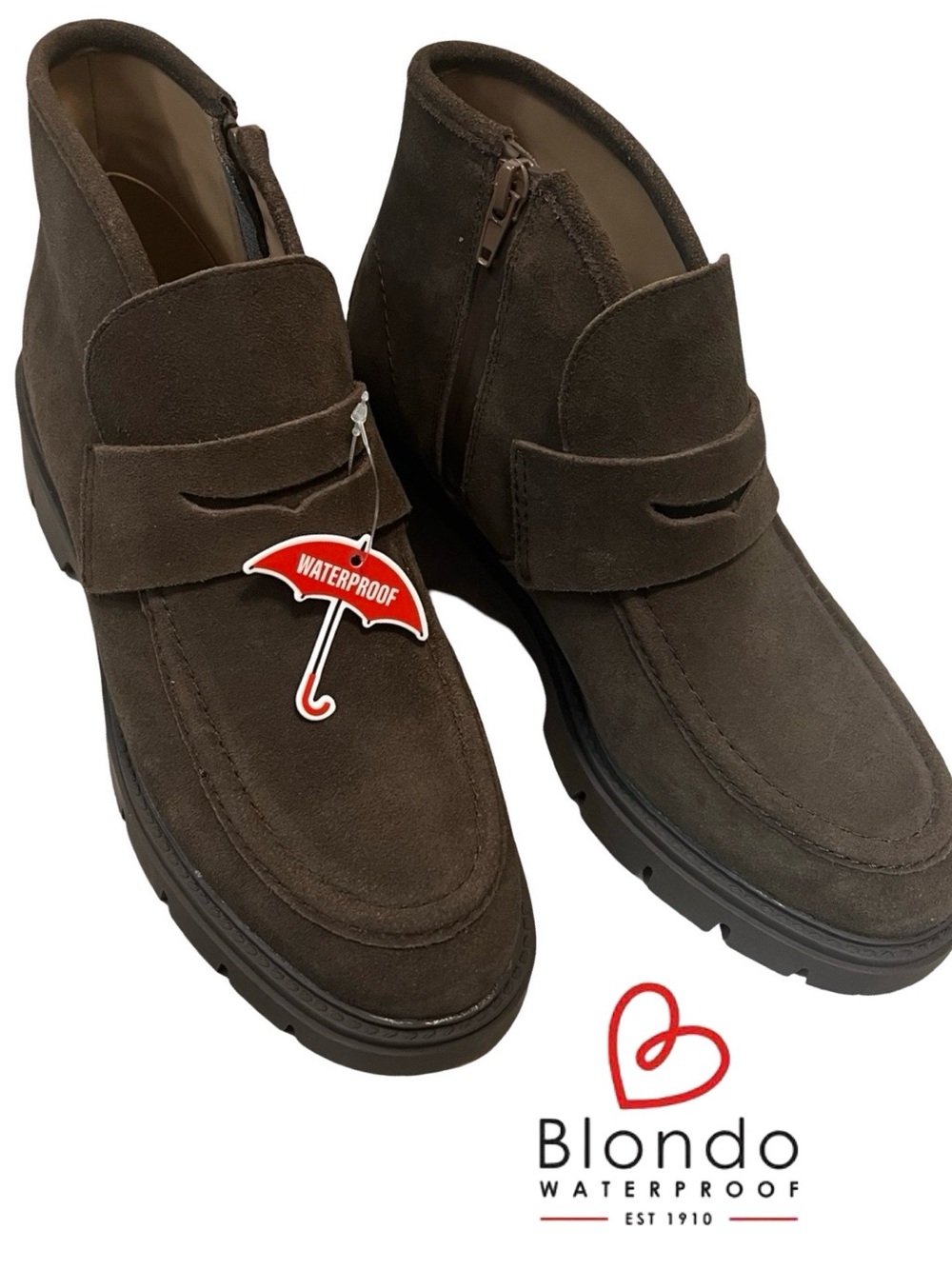 Blondo Kayloni Waterproof Brown Suede Loafer Boots 8.5 M NWT NWOB